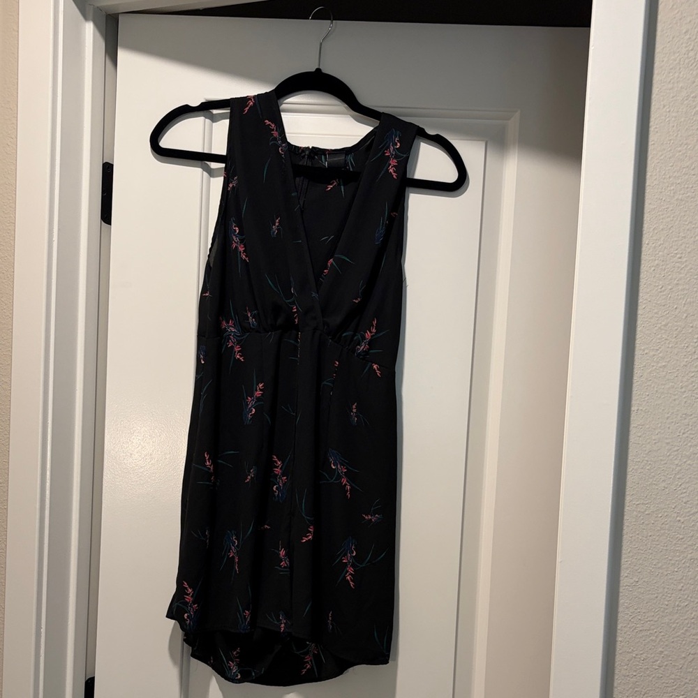 Swell Black Sleeveless Floral Jumpsuit with Pink & Blue Accents